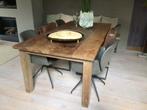 Hoffz Eetafel - Robuust Eikenhout ( met  stoelen.), Huis en Inrichting, Ophalen, 100 tot 150 cm, Industrieel landelijk, 200 cm of meer