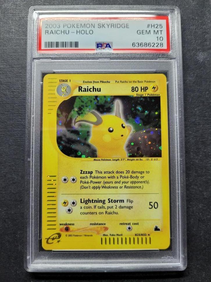 Raichu Skyridge Holo H25/H32 PSA 10, Hobby en Vrije tijd, Verzamelkaartspellen | Pokémon, Nieuw, Losse kaart, Foil, Ophalen of Verzenden