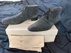 Herenschoenen santoni suede grijs blauw maat 41 7 ZGAN, Blauw, Overige typen, Ophalen of Verzenden, Zo goed als nieuw