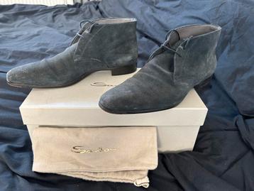 Herenschoenen santoni suede grijs blauw maat 41 7 ZGAN beschikbaar voor biedingen
