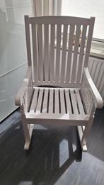Brocante Hardhouten Schommelstoel, Ophalen, Riet of Rotan, Gebruikt, Wit