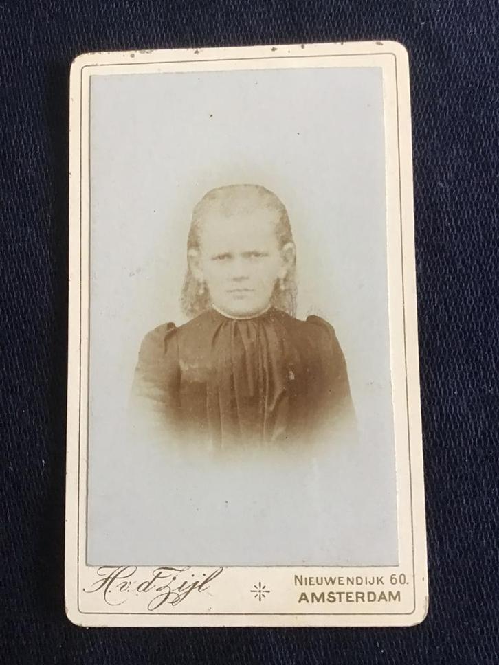 CDV, Meisje, H. v.d. Zijl, Amsterdam, Carte de Visite, Verzamelen, Foto's en Prenten, Gebruikt, Foto, Kind, Voor 1940, Ophalen of Verzenden
