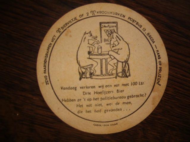 *3Hoefyzers Breda 25 : R/V : Oud : 107 mm, 3 mm dik, Ophalen of Verzenden, Gebruikt, Viltje(s), Overige merken