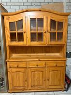 Massief houten buffetkast/vitrinekast met veel opbergruimte, 100 tot 150 cm, Ophalen of Verzenden, Zo goed als nieuw, Met lade(s)