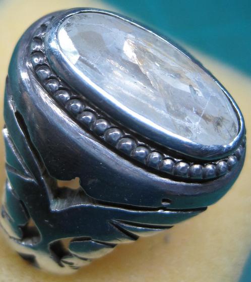 Saffier %100 natuurlijk ring ca1940 12 krt saffier zeldzaam, Sieraden, Tassen en Uiterlijk, Antieke sieraden, Ring, Zilver, Met edelsteen