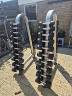 Dumbbellrek LifeMaxx Verticaal + dumbells 1 t/m 10 kg, Sport en Fitness, Ophalen, Benen, Gebruikt, Krachtstation