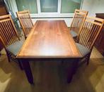 Eethoek – kersenhout met 4 stoelen – 160 x 85 cm, Huis en Inrichting, Tafels | Eettafels, Ophalen, Gebruikt, 50 tot 100 cm, 150 tot 200 cm