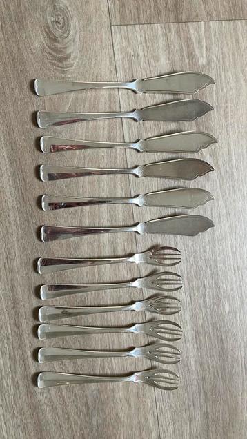 Verzilverd visbestek Haags lofje Art deco beschikbaar voor biedingen