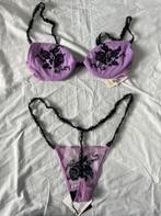 La Perla super sexy sheer baby pink embroydered lace string, Verzenden, Zwart, String