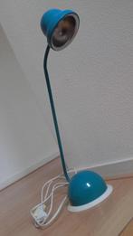 Oude bureaulamp retro groen/blauwige kleur met oudgeel licht, Gebruikt, Klassiek, Ophalen of Verzenden, Metaal