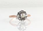 Antieke gouden ring met roosdiamant en parel, Ophalen of Verzenden, Goud, Ring, Met edelsteen