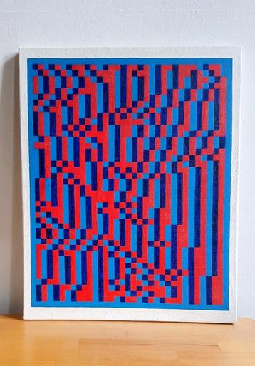 Schilderij, Acryl op Doek, "Moving Dot Structures" beschikbaar voor biedingen