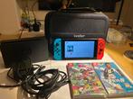 ZO GOED ALS NIEUW!!! Nintendo switch + toebehoren, Spelcomputers en Games, Met games, Met 2 controllers, Ophalen of Verzenden