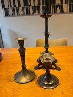 Set van 3 antieke metalen kandelaars – Unieke ontwerpen, Ophalen