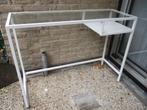 Sidetable tafeltje, laptoptafel  wit metaalframe glasplaat, Huis en Inrichting, Tafels | Sidetables, Ophalen, Gebruikt, 100 tot 150 cm