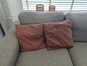 Lederlook suede leren kussens sierkussens cognac bruin beschikbaar voor biedingen