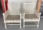Set van 2 mooie witte houten stoelen met rieten delen, Ophalen, Riet of Rotan, Gebruikt, Twee