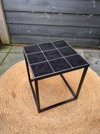 Bijzettafel staal & tegeltjes zwart glans (nieuw), Huis en Inrichting, Tafels | Bijzettafels, Ophalen, Minder dan 45 cm, Minder dan 55 cm