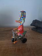 Vintage blikken eend op fiets kp532, Antiek en Kunst, Antiek | Speelgoed, Ophalen of Verzenden