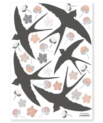 Muursticker Sticker Zwaluwen en Bloemen Lilipinso beschikbaar voor biedingen