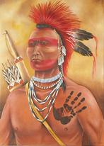 Indiaan Pawnee krijger, Antiek en Kunst, Kunst | Schilderijen | Klassiek, Ophalen of Verzenden