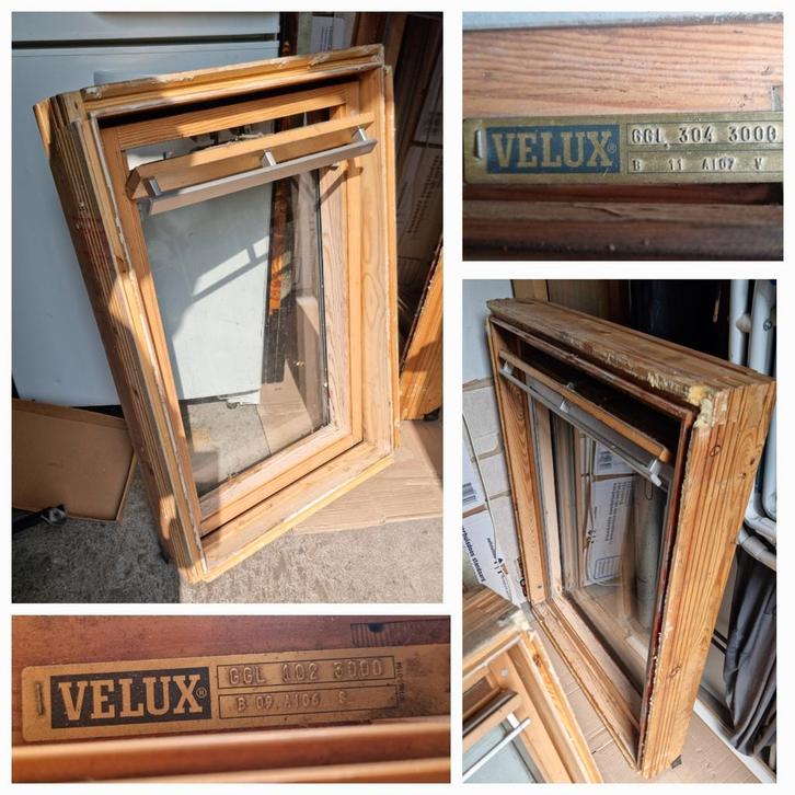 2 originele Velux dakramen GGL 304 (78x98) & GGL 102 (55x78), Doe-het-zelf en Verbouw, Glas en Ramen, Zo goed als nieuw, Dakraam