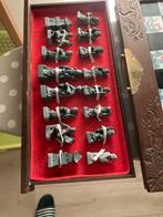 Mooi houten schaakbord met stenen stukken, Een of twee spelers, Ophalen of Verzenden, Gebruikt, Reisspel