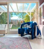 Design fauteuil | blauw | fonq, Ophalen, 75 tot 100 cm, Zo goed als nieuw, Stof