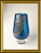 Vintage design vaas, blauw met bubbels, Heinrich Löffelhardt, Antiek en Kunst, Antiek | Glas en Kristal, Ophalen of Verzenden