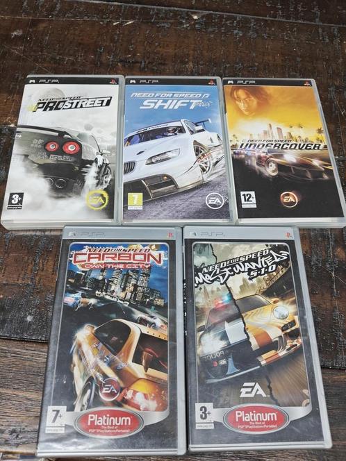 5x Need for Speed PSP, Spelcomputers en Games, Games | Sony PlayStation Portable, Zo goed als nieuw, Racen en Vliegen, 1 speler
