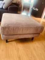 Hocker of poef | vierkant | roze ribstof - zwarte pootjes, Ophalen, Zo goed als nieuw, 50 tot 75 cm, Vierkant