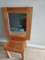 Teakhouten spiegel, Huis en Inrichting, Woonaccessoires | Spiegels, Ophalen, Zo goed als nieuw, Minder dan 100 cm, Rechthoekig
