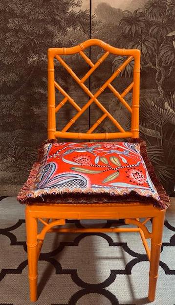 FAUX BAMBOO BAMBOE CHIPPENDALE JONATHAN ADLER ORANJE STOEL