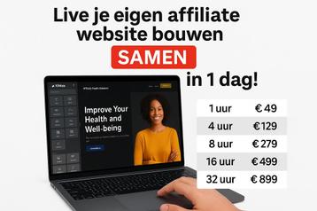 Live je eigen website bouwen-samen op jouw scherm beschikbaar voor biedingen