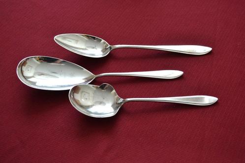 3 Verzilverde opscheplepels Gero 90 G-Z, model puntfilet, Antiek en Kunst, Antiek | Bestek, Ophalen of Verzenden