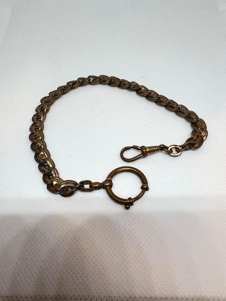 Antieke Rose Goud-Gevulde Horlogeketting Kollmar & Jourdan, Sieraden, Tassen en Uiterlijk, Horloges | Heren, Gebruikt, Overige merken