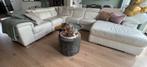 Leren U bank gebroken wit, Huis en Inrichting, Banken | Bankstellen, Ophalen, Gebruikt, Vierpersoons of meer, Leer