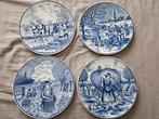 4 delftsblauwe borden 4 jaargetijden, Antiek en Kunst, Ophalen