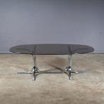 Vintage design salontafel – chroom – rookglas – jaren 60, Ophalen of Verzenden, Huis en Inrichting