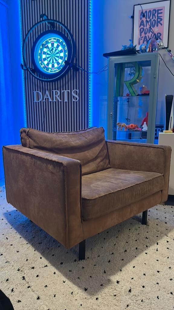 Rodeo fauteuil BePure, Huis en Inrichting, Fauteuils, Gebruikt, Leer, Metaal, 50 tot 75 cm, 75 tot 100 cm, Ophalen