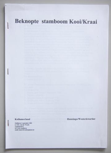 Beknopte stamboom Kooi/Kraai beschikbaar voor biedingen