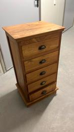 Teak houten ladekast met 5 lades, Zo goed als nieuw, Minder dan 100 cm, 25 tot 50 cm, 50 tot 100 cm