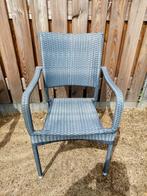 4 Tuinstoelen, metaal met gevlochten kunststof, stapelbaar, Ophalen, Zo goed als nieuw, Kunststof, Stapelbaar