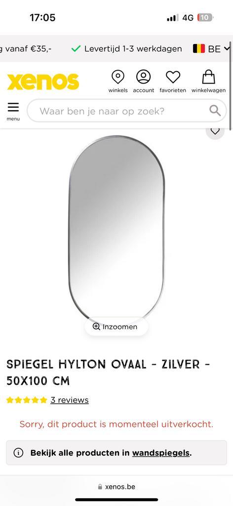 Spiegel Hylton Ovaal zilver xenos 50x100, Huis en Inrichting, Woonaccessoires | Spiegels, Nieuw, Minder dan 50 cm, Minder dan 100 cm