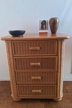 Licht eikenhouten ladekastje met rotan frontjes, Ophalen, Minder dan 50 cm, Gebruikt, Boho, rustiek, romantisch