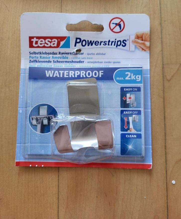 Nieuw 1 stuks Tesa Powerstrips Waterproof scheermeshouder RV, Doe-het-zelf en Verbouw, Sanitair, Nieuw, Overige typen, Rvs, Ophalen of Verzenden