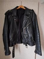 Vintage Zwarte Leren Jas Heren Maat L/XL - Nozemjas Motorjas, Ophalen of Verzenden, Gedragen, Maat 52/54 (L), Zwart