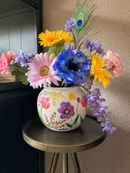 Prachtige Zijden bloemen in Handbeschilderde vaas Bloem, Ophalen of Verzenden, Nieuw