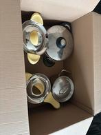 Pannenset - 4 kookpannen, 1 grote pan, 1 steelpan, Huis en Inrichting, Keuken | Potten en Pannen, Ophalen, Gebruikt, Inductieplaat
