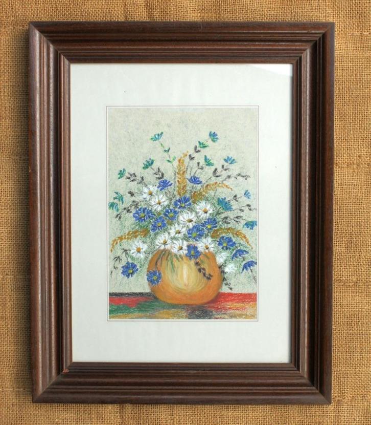 Schilderij gouache op kunstpapier - Vaas met bloemen 33, Huis en Inrichting, Woonaccessoires | Schilderijen, Tekeningen en Foto's